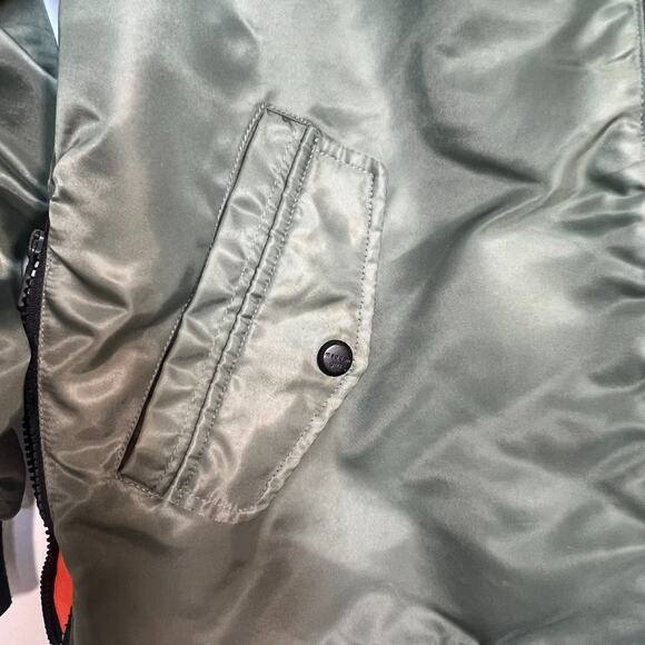 Madden Girl Insulated Bomber Jacket Coat Army Sage Green Orange - Picture 6 of 16